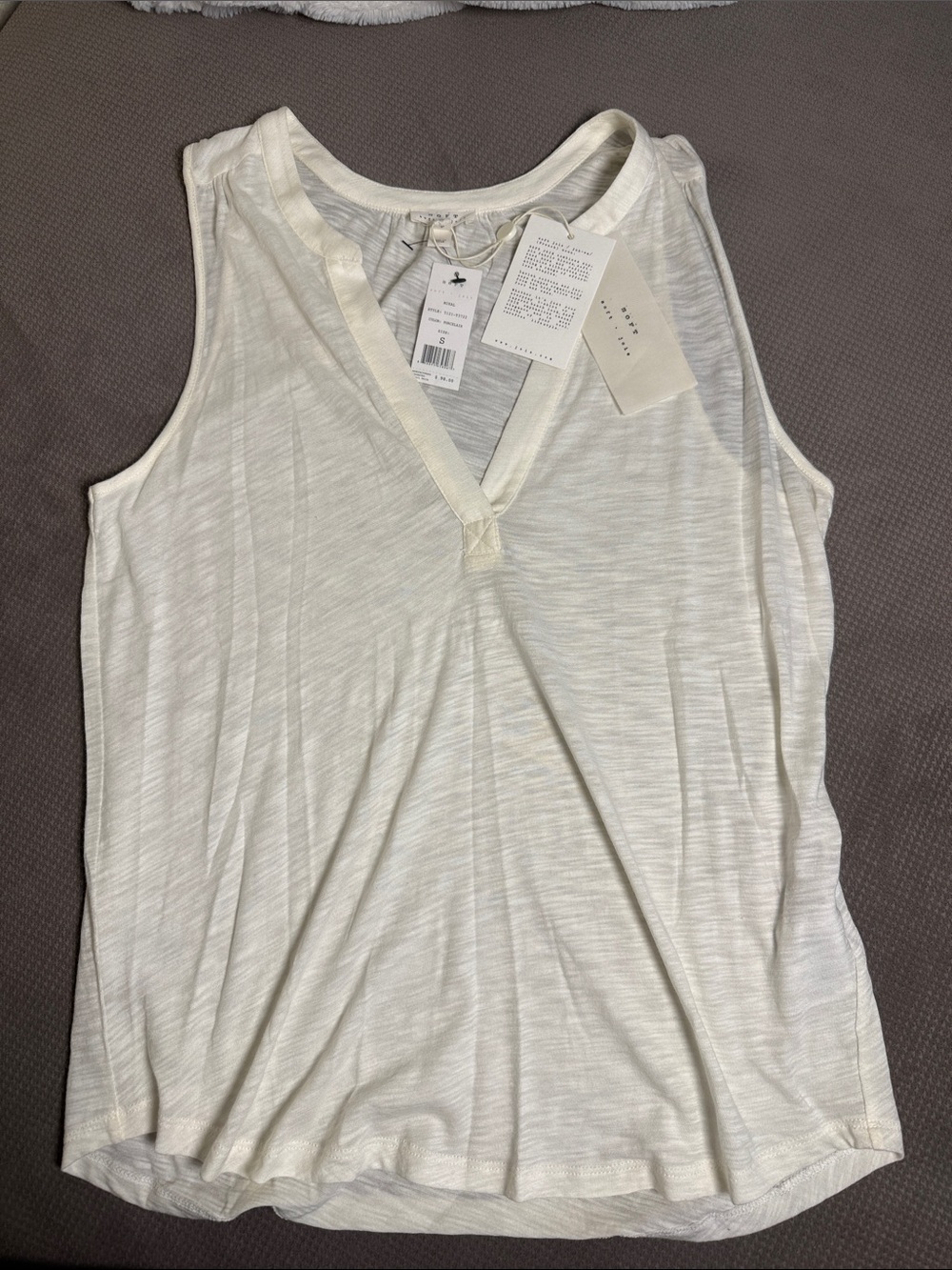 Soft Joie Ivory V-Neck Slub Knit Tank
